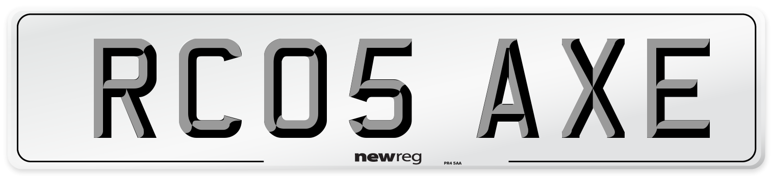 RC05 AXE Number Plate from New Reg